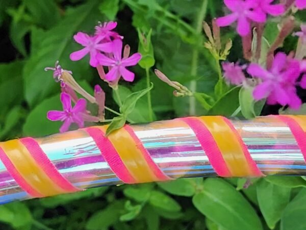 Kid Opalescent Hoop w/Pink and Orange stripes