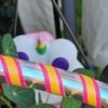 Kid Opalescent Hoop w/Pink and Orange stripes