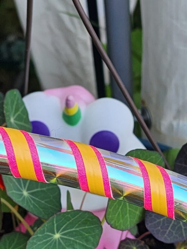 Kid Opalescent Hoop w/Pink and Orange stripes